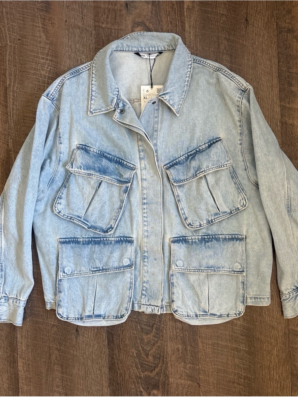 Zara Light Blue Denim Utility Jacket - Women